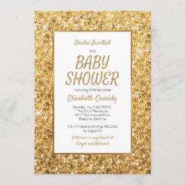 Inbjudan till babyåkare i gnistra Guld Glitter