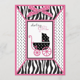 Inbjudan till babyåkare i Zebra tryck och Baby