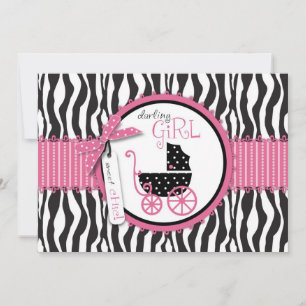 Inbjudan till babyåkare i Zebra tryck och Baby