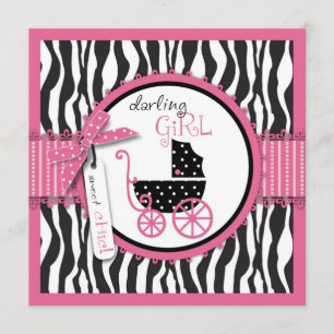 Inbjudan till babyåkare i Zebra tryck och Baby