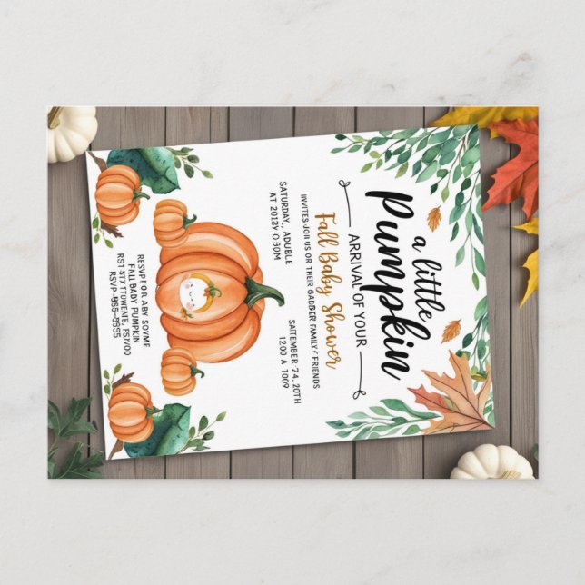 Inbjudan till babybabybabyskor för liten Pumpkin (Framsida)
