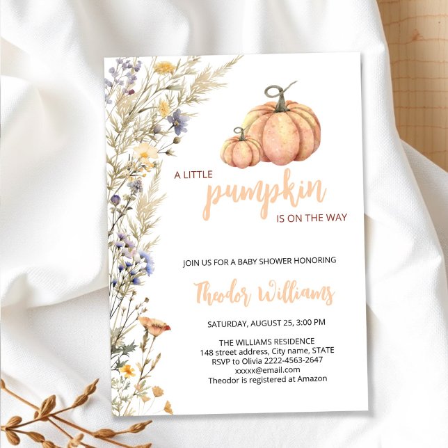 Inbjudan till babybabybabyskor för liten Pumpkin | (Little pumpkin baby shower invitation )