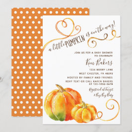 Inbjudan till babybabyduschen för liten pumpkin hö