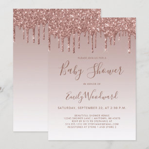 Inbjudan till babybabyn Ro Guld Glitter