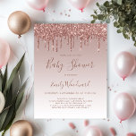 Inbjudan till babybabyn Ro Guld Glitter<br><div class="desc">Trendigets inbjudan till babydusch innehåller en gräns av glatt droppande ro guld faux glitter på grund av ro guld. Ord "Baby Shower" och namn i mamma som ska visas i handskriftsskriptet mörk ro,  med den återstående texten i mörk ro sans serif font.</div>