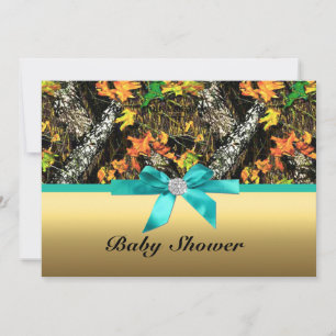 Inbjudan till babybabypartiet i Guld Bow Camo Show