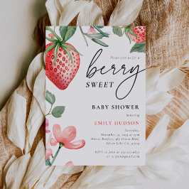 Inbjudan till babybabyskor för berry Sweet Blommig