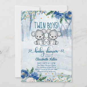 Inbjudan till babybabyskor för Twin Bear Unge