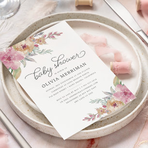 Inbjudan till babybabyskor med målat blommor