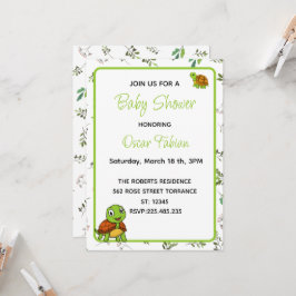 Inbjudan till babydusch för Cute Tiny Turtles