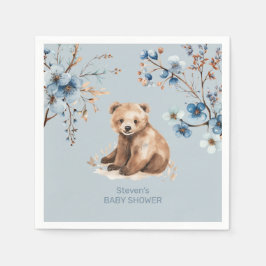 Inbjudan till babydusch för den röda björnskorgen pappersservett