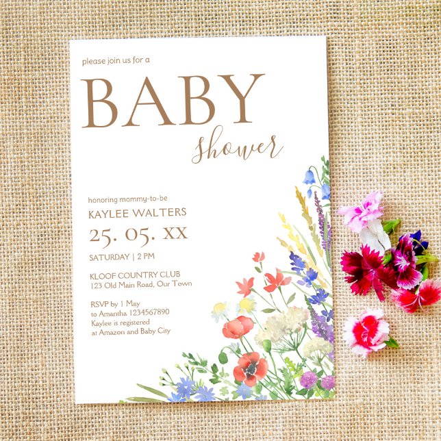 Inbjudan till babydusch för Meda-blommor (Skapare uppladdad)
