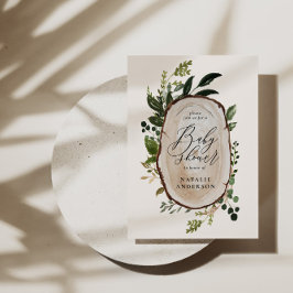 Inbjudan till babydusch för Rustic-träsegment