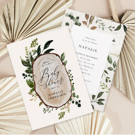 Inbjudan till babydusch för Rustic-träsegment