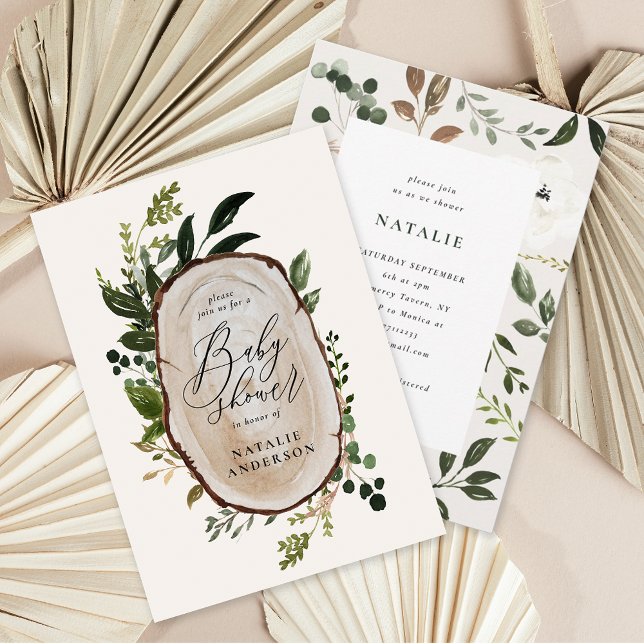 Inbjudan till babydusch för Rustic-träsegment (Skapare uppladdad)