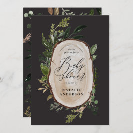 Inbjudan till babydusch för Rustic-träsegment