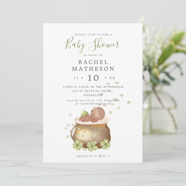 Inbjudan till babydusch för st patricks day (Stående Fram)