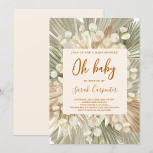 Inbjudan till babydusch för torkad handflatan-luna