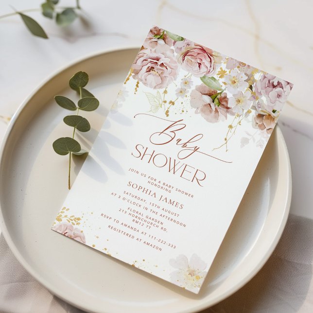 Inbjudan till babydusch för trädgårdsblommor (Skapare uppladdad)