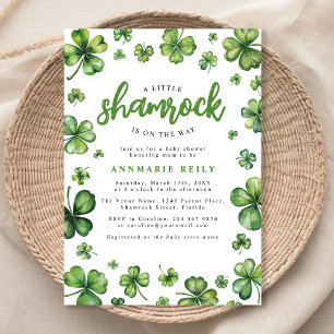 Inbjudan till babydusch för vattenfärg Shamrock-ba