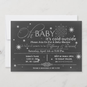 Inbjudan till babydusch för Winter Snö unisex-pare