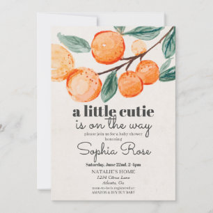 Inbjudan till babydusch i Little Cutie orange