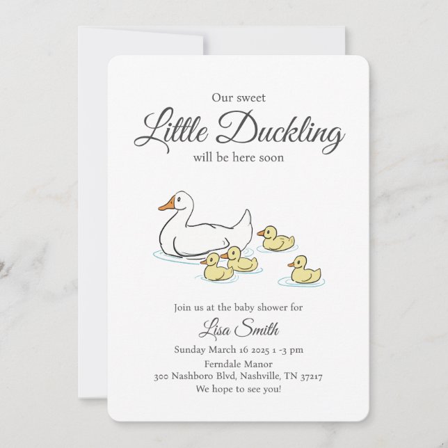 Inbjudan till babydusch i mor Anka och Ducklings (Framsida)