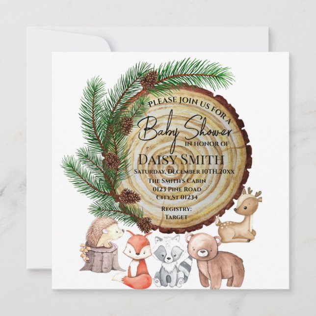 inbjudan till babydusch i skogen (Framsida)