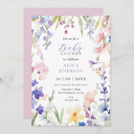 Inbjudan till babydusch i vår på vattenfärgen blom