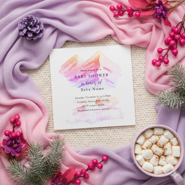 Inbjudan till babydusch i Winter wonderland (Winter wonderland colorful baby shower invitation.)