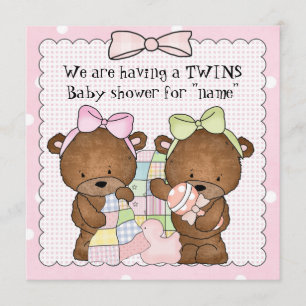 Inbjudan till babyduschen i flicka Twin