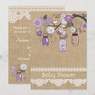 Inbjudan till babyduschen Lavender Lilac Mason Bur