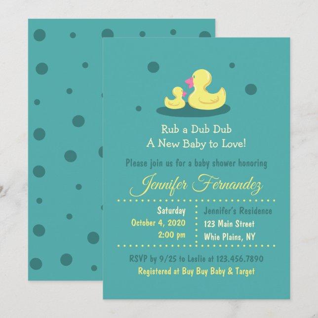 Inbjudan till babyduschen nyfödd bebis till Kärlek (Fram/baksida)