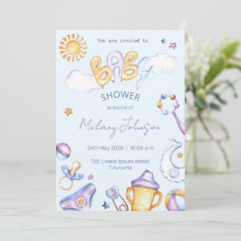 inbjudan till babyduschen vatten färg