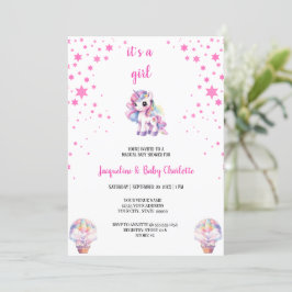 inbjudan till babyduschfest för vattenfärg-unicorn