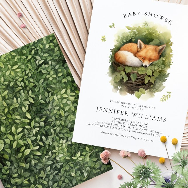 Inbjudan till babyfoxen för vattenfärg Baby (Skapare uppladdad)