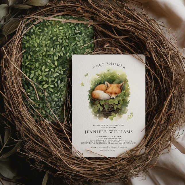 Inbjudan till babyfoxen för vattenfärg Baby (Skapare uppladdad)