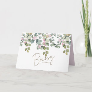 Inbjudan till babykläder för Foliage Rosa Blommigt