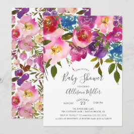 Inbjudan till babykläder för lila och Rosa Blommig