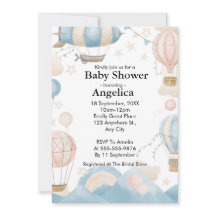 Inbjudan till babykläder för Luftballong med vatte