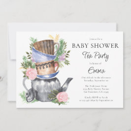Inbjudan till babykläder för tea Party i Blommigt 
