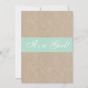 Inbjudan till babykläder i Shabby chic Mint Burlap