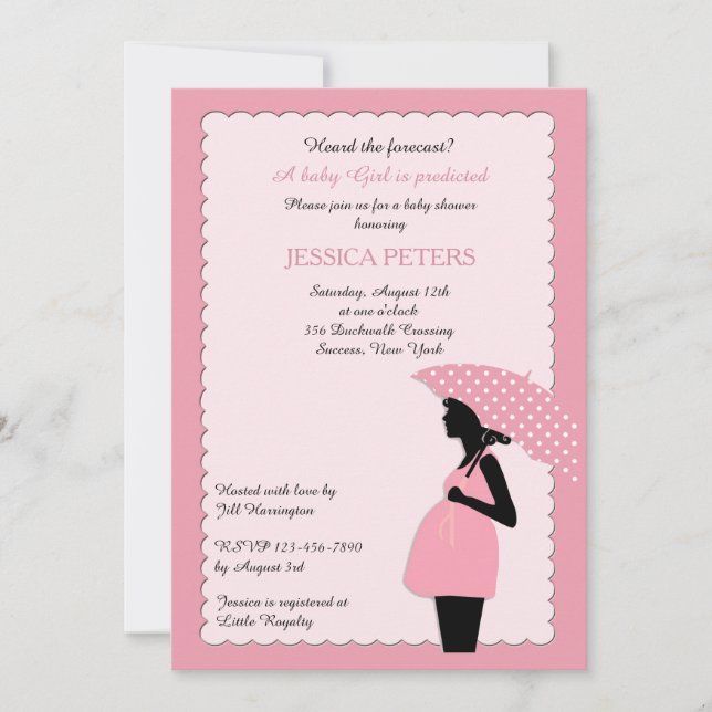 Inbjudan till Babykläder Rosa Polka - Paraplyadres (Framsida)