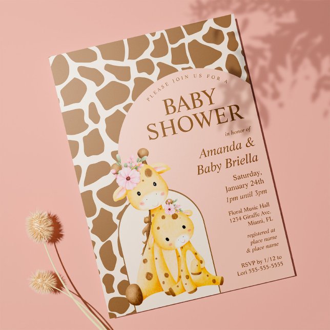 Inbjudan till babyn för flicka Giraffe Baby Shower (Skapare uppladdad)