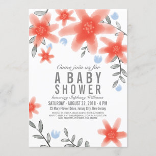 Inbjudan till babyn för söt Red Blommigt Baby Show