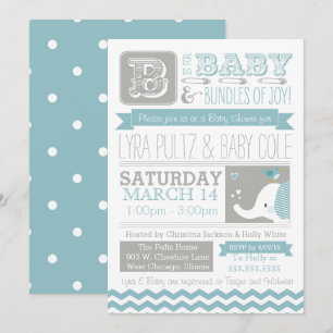 Inbjudan till babyskor - Circus Elephant & Chevron