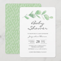 Inbjudan till babyskor| Eucalyptus löv