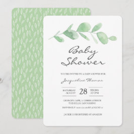 Inbjudan till babyskor| Eucalyptus löv