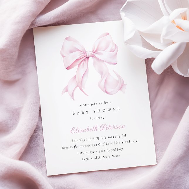 Inbjudan till babyskor för Baby Rosa Bow (Skapare uppladdad)