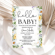 Inbjudan till babyskor för hej Baby Blommigt 